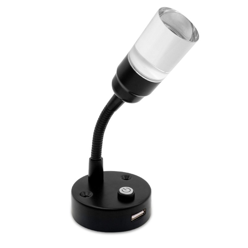 Black LED Reading Light with USB Charger