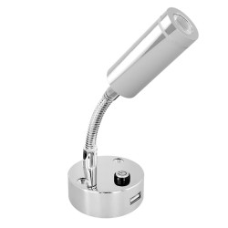 12V Flexible Reading Light, with USB Charger, Cool White and Blue